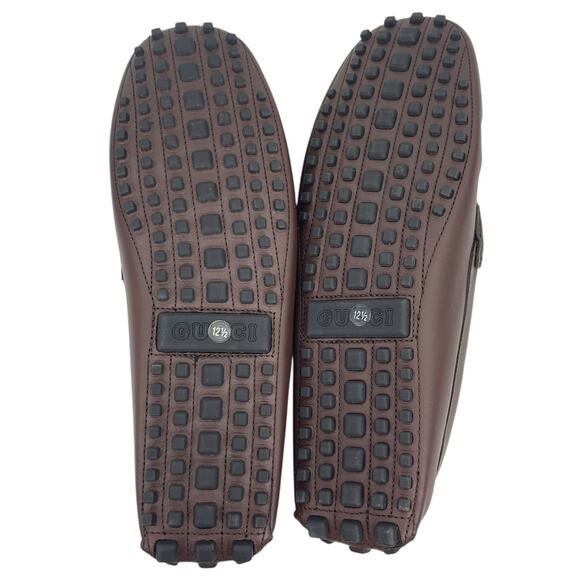 Gucci Ayrton Web GG Logo Horsebit Leather Driver Loafer Brown Size 12.5 - Picture 11 of 16